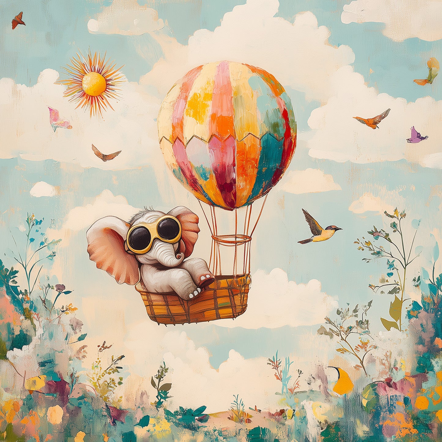 Luchtballon olifant collage