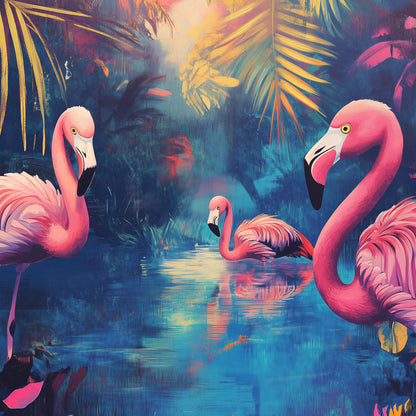 Regenwoud flamingo collage