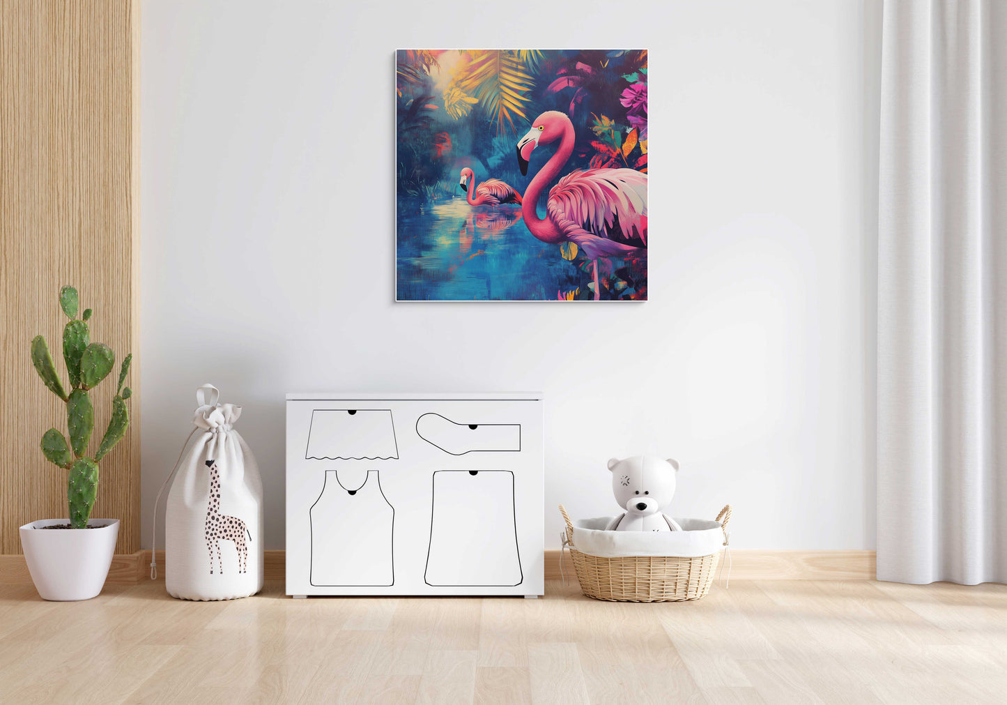 Regenwoud flamingo collage