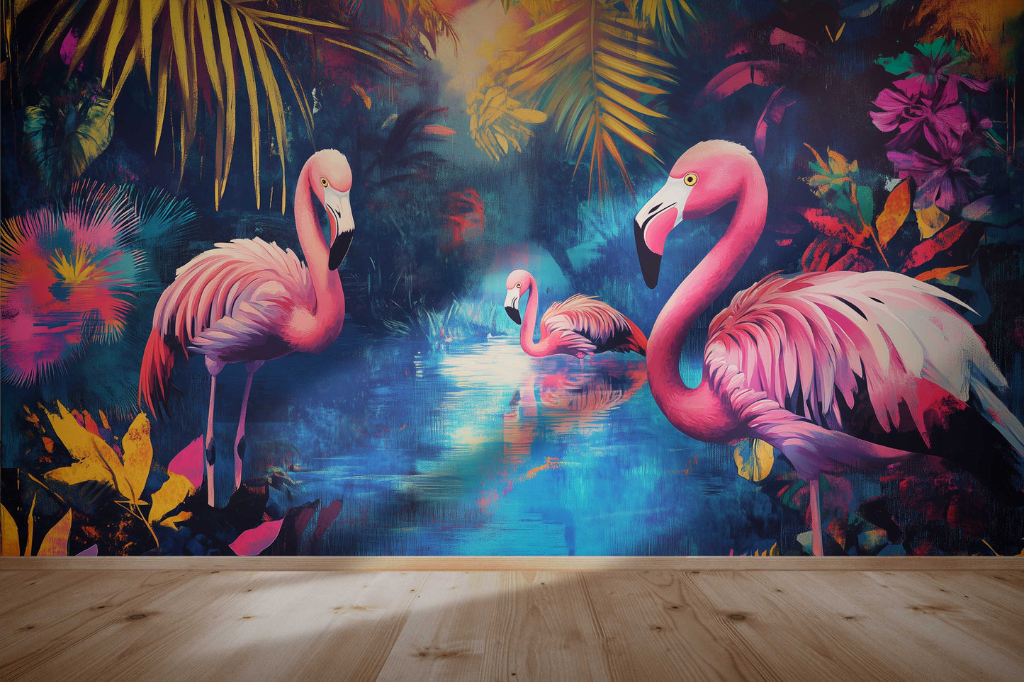 Regenwoud flamingo collage