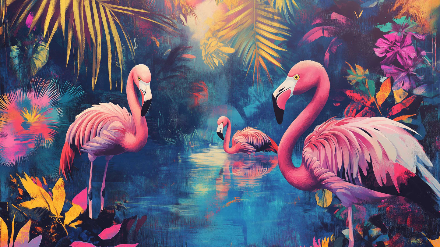 Regenwoud flamingo collage